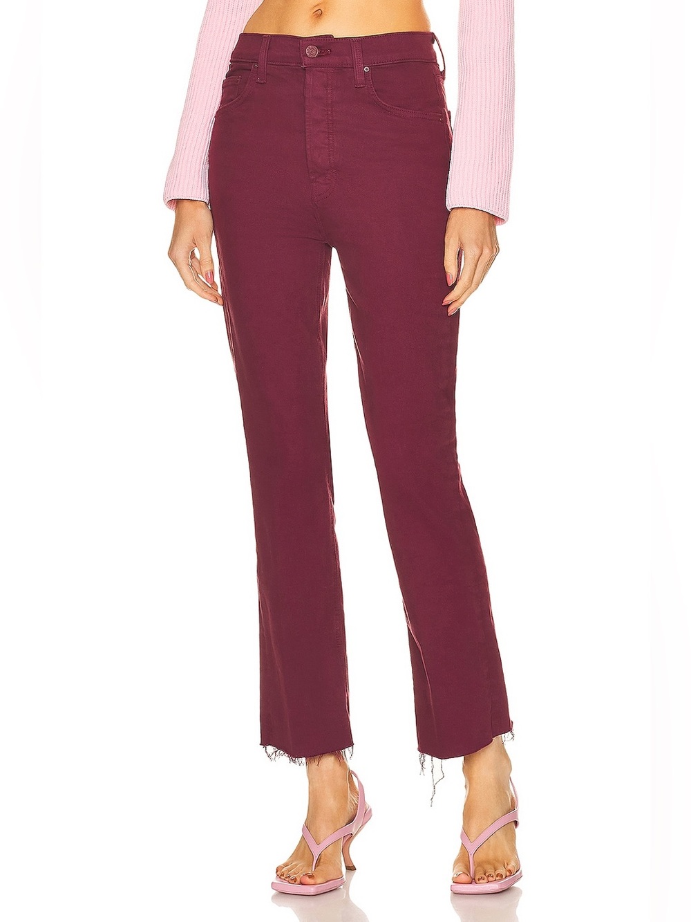 MOTHER Sz 30 The Tripper Ankle Fray Play Date (Burgundy)